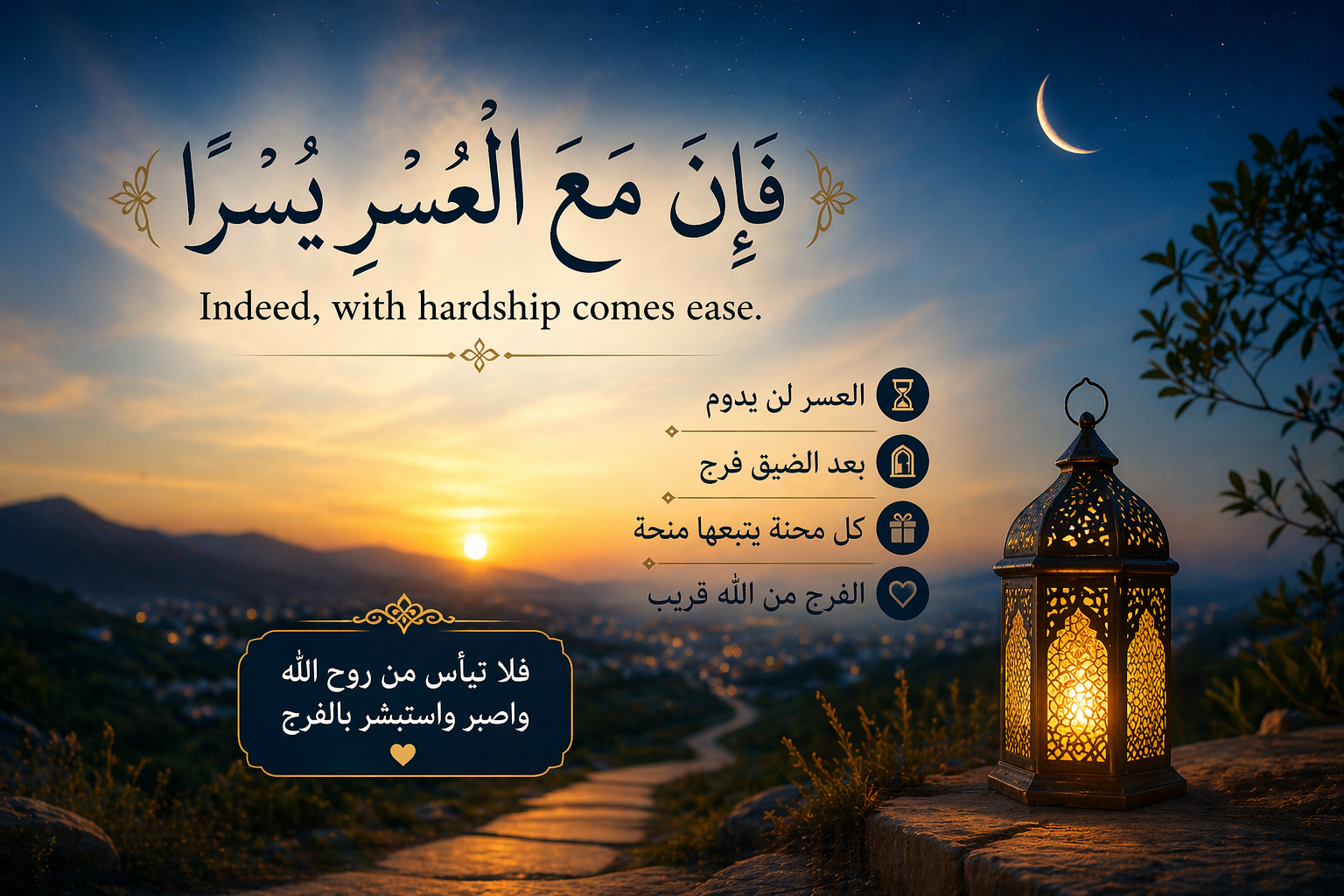 🌍 “Indeed, With Hardship Comes Ease” – A Message of Hope / 🌟 فإن مع العسر يسرا: رسالة أمل لا تنقطع